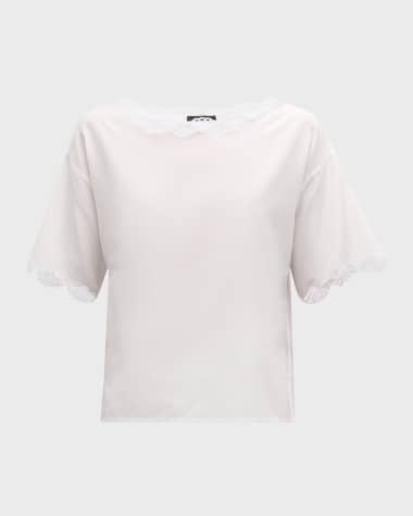 Natori Colette Cropped Lace-Trim Pajama Set