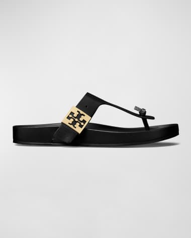 Tory Burch Mellow Leather Buckle Thong Sandals