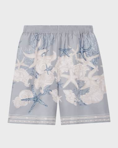 Versace Men's Silk Holiday-Print Shorts