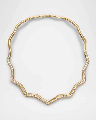 David Yurman Zig Zag Stax Necklace with Diamonds in 18K Gold, 5mm