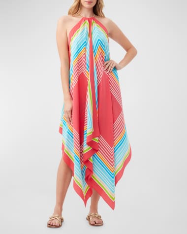 Trina Turk Justinian Handkerchief Halter Maxi Dress