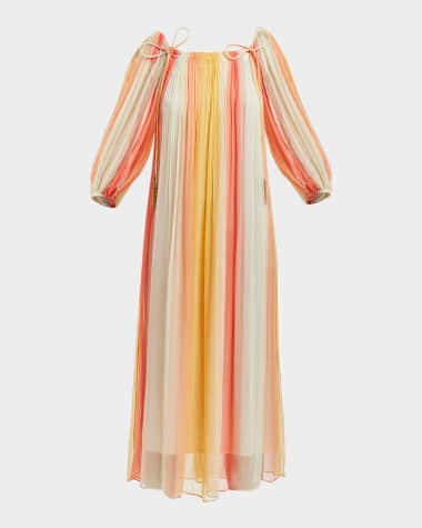 Mestiza New York Heidi Pleated Ombre Chiffon Midi Dress