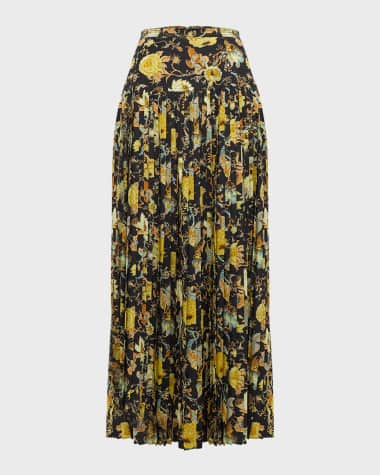 Ulla Johnson Annine Floral Pleated Midi Skirt