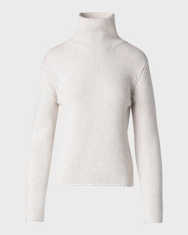 Akris Cashmere-Blend Two-Tone Mouline Knit Sweater