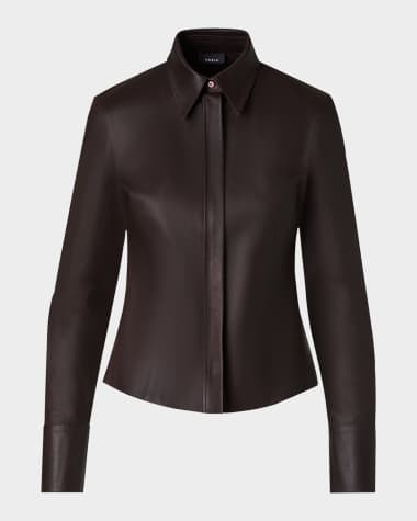 Akris Nappa Leather Long-Sleeve Fitted Shirt