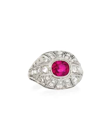 NM Estate Estate Art Deco Ruby & Diamond Engagement Ring, Size 5.25
