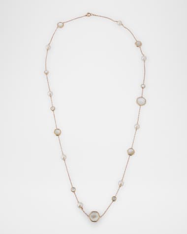 Utopia 18K Rose Gold Diamond, Mother-of-Pearl, and Freshwater Pearl Long Necklace