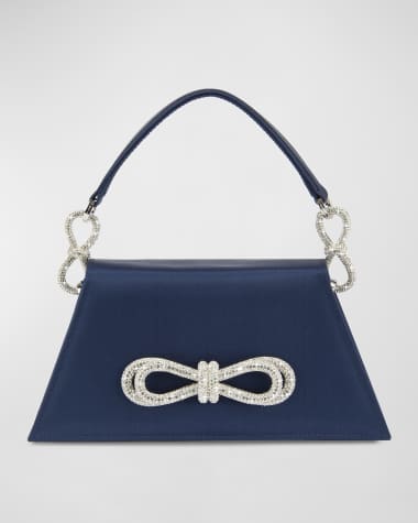 MACH & MACH Samantha Embellished Bow Satin Top-Handle Bag