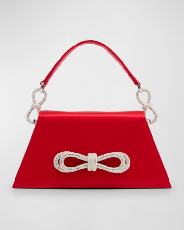 MACH & MACH Samantha Double Bow Satin Top-Handle Bag