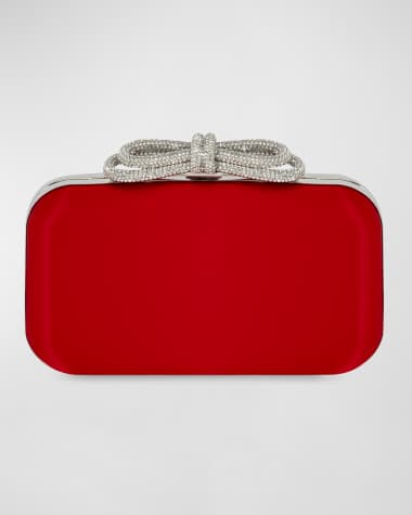 MACH & MACH Embellished Bow Satin Clutch Bag