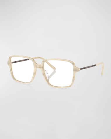 Brunello Cucinelli Modern Mixed-Media Square Glasses