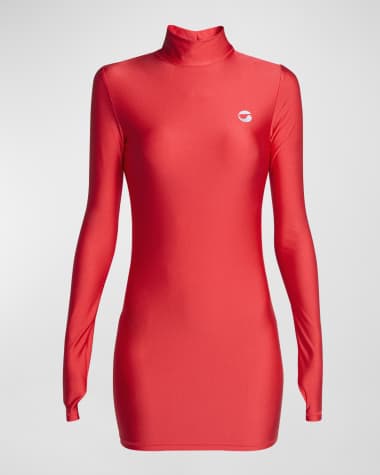 Coperni Mock-Neck Long-Sleeve Fitted Mini Dress