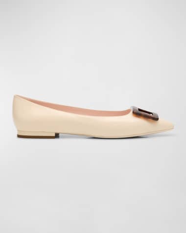 Roger Vivier Gommettine Tortoiseshell Buckle Ballerina Flats