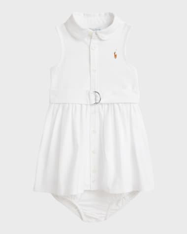 Ralph Lauren Childrenswear Girl's Classic Oxford Belted Dress W/ Bloomers, Size 3M-24M