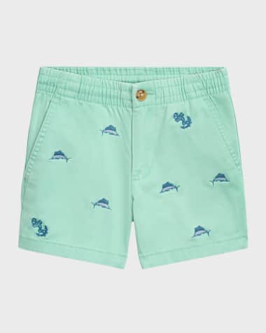 Ralph Lauren Childrenswear Boy's Embroidered Marlin Fish Shorts, Size 2-7