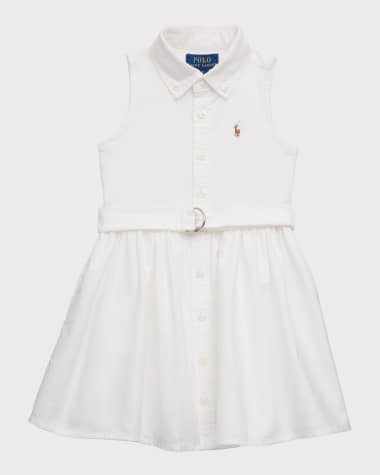 Ralph Lauren Childrenswear Girl's Classic Oxford Belted Dress W/ Bloomers, Size 2-6X