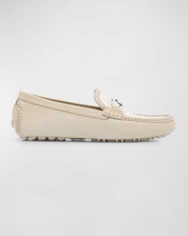 Fendi Men's Fendi O'Lock Leather and FF Jacquard Driving Shoes