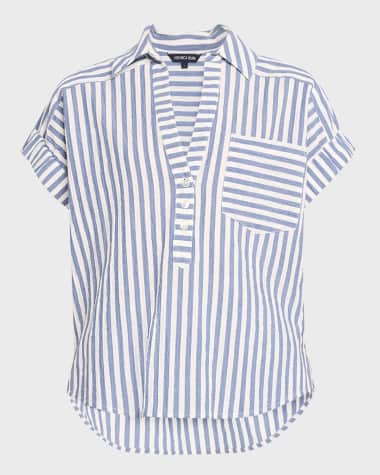 Veronica Beard Almera Stripe Short-Sleeve Top