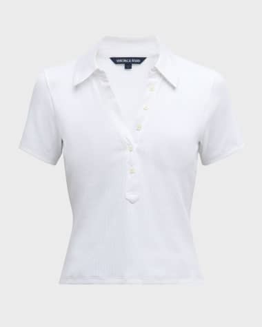 Veronica Beard Kearney Short-Sleeve Polo Top