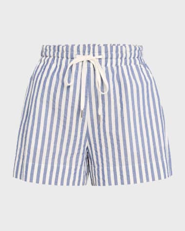 Veronica Beard Tijana Stripe Drawstring Shorts