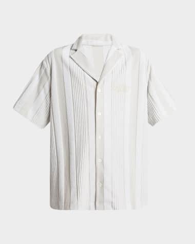 Givenchy Men's Vertical Stripe Short-Sleeve Cotton Toweling Shirt