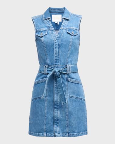 PAIGE Kelsee Belted Denim Mini Dress