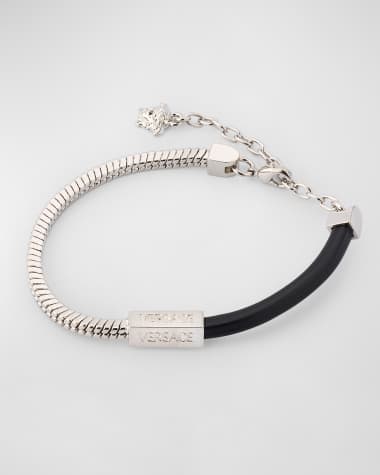 Versace Men's Metal and Leather Bracelet