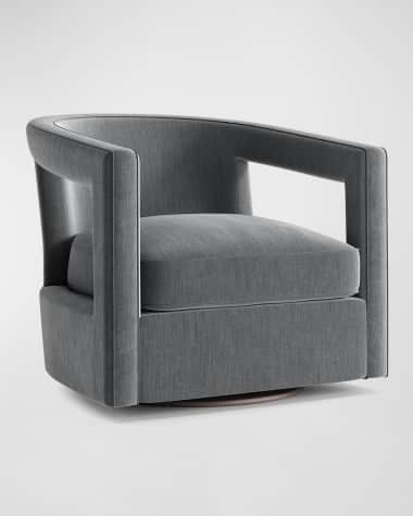 Bernhardt Interiors Alana Icy Slate Blue Swivel Chair