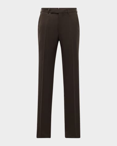 ZEGNA Men's Solid Pure Wool Flat-Front Pants