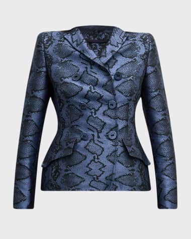 Maison Common Snake Print Double-Breasted Jacket