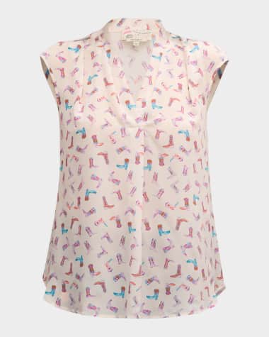 Maison Common Boot Print Silk Top