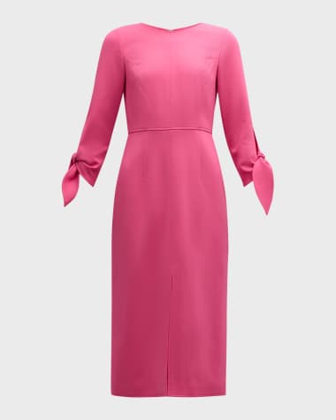 Carolina Herrera Wrist-Tie Wool Midi Dress