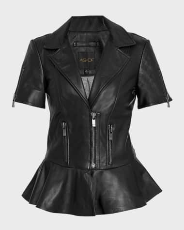 AS by DF Kat Upcycled Leather Peplum Jacket