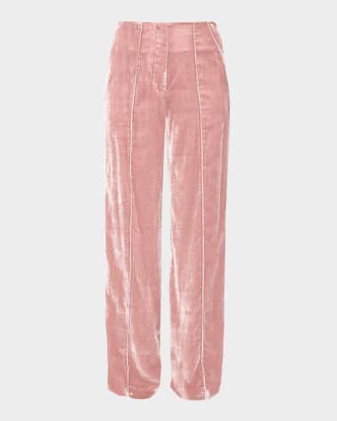 AS by DF Fiona Velvet Straight-Leg Trousers