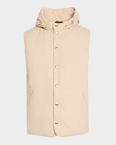 Brunello Cucinelli Men's Beavered Wool Padded Snap Vest