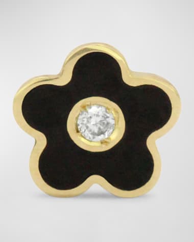 Stevie Wren 18K Enamel Daisy Diamond Stud Earring, Single