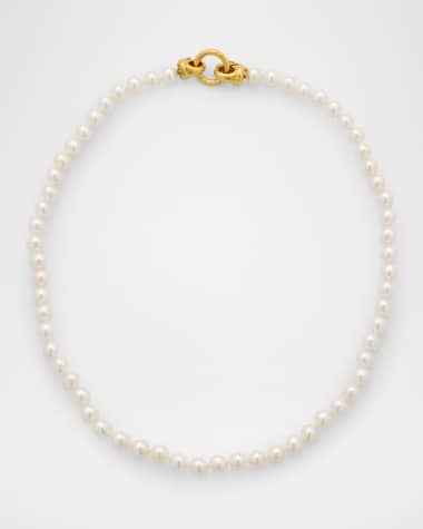 Elizabeth Locke Serena Clasp Necklace with 6-6.5mm Freshwater Pearls