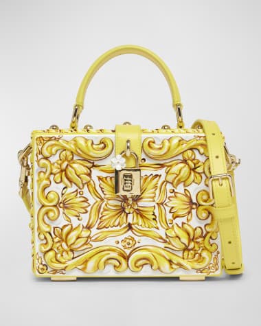 Dolce&Gabbana Textile Printed Leather Box Top-Handle Bag