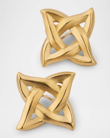 NM Estate Estate Angela Cummings 18K Yellow Gold Matte Finish Square Celtic Knot Earrings