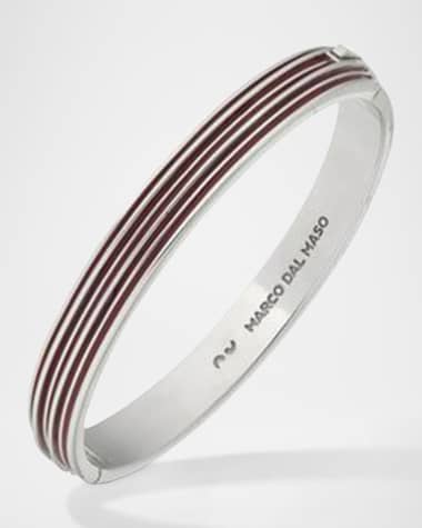 Marco Dal Maso Men's Double Polished Silver Cuff with Red Enamel