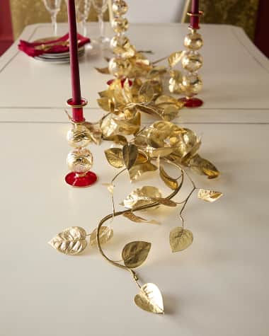 Jim Marvin 6' Gold Shiny Ivy Leaves Christmas Garland