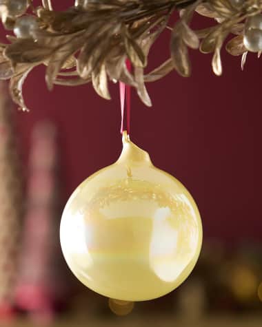 Jim Marvin Light Gold Pearl Glass Ball Christmas Ornament