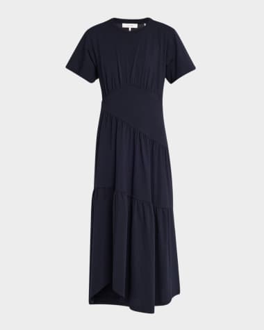 FRAME Short-Sleeve Gathered Maxi Dress