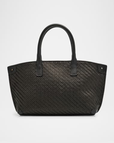 Akris Ai Little Check Braided Leather Top-Handle Bag