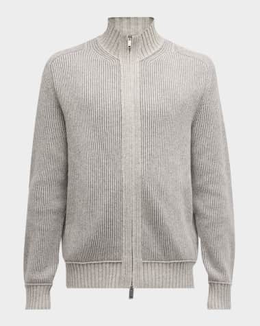 ZEGNA Men's Melange Oasi Cashmere Full-Zip Sweater