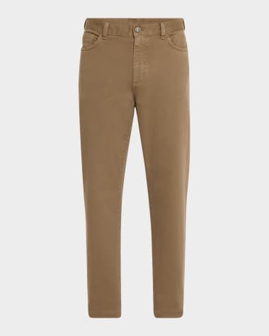 ZEGNA Men's Moss Green Comfort Cotton Jeans