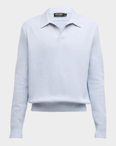 ZEGNA Men's Melange Oasi Cashmere Polo Sweater