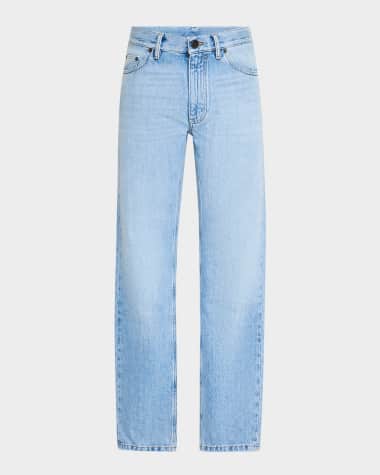 ZEGNA Men's Light Wash Denim Straight-Fit Jeans