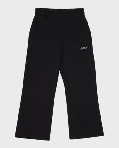 Off-White Girl's Contrast Logo-Print Wide Leg Pants, Size 4-12