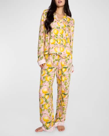 PJ Salvage In Full Bloom Lemon-Print Sateen Pajama Set